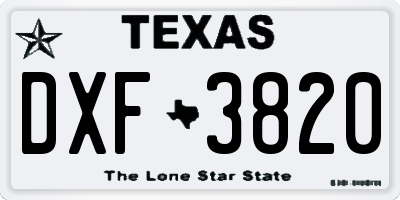 TX license plate DXF3820