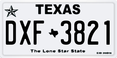 TX license plate DXF3821