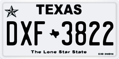 TX license plate DXF3822