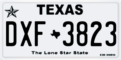 TX license plate DXF3823