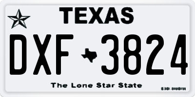 TX license plate DXF3824