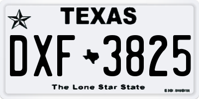 TX license plate DXF3825