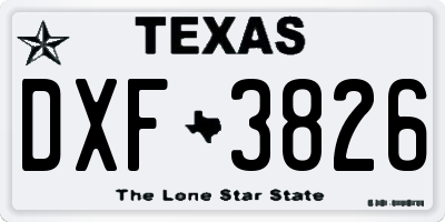 TX license plate DXF3826
