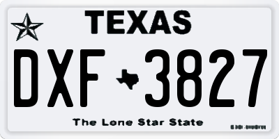TX license plate DXF3827