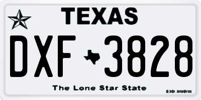 TX license plate DXF3828