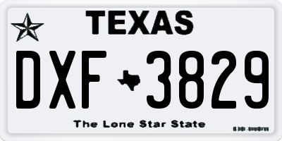 TX license plate DXF3829