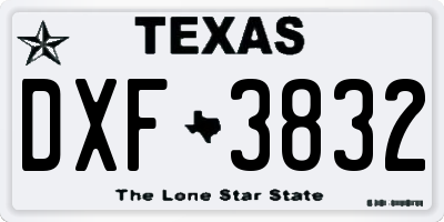 TX license plate DXF3832