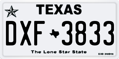 TX license plate DXF3833