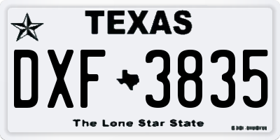 TX license plate DXF3835