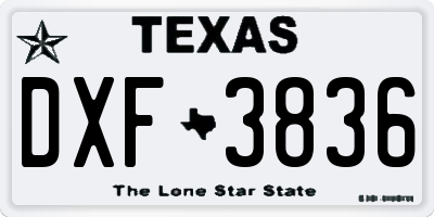 TX license plate DXF3836