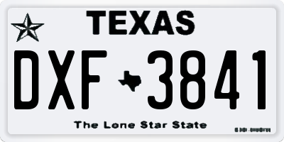 TX license plate DXF3841