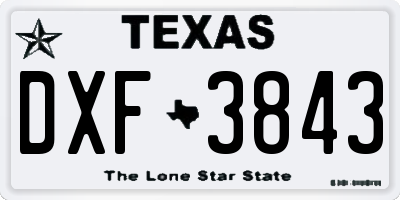 TX license plate DXF3843