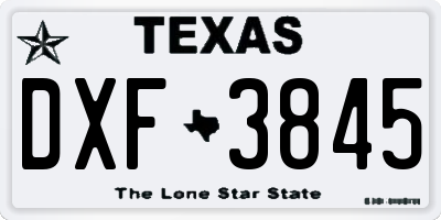 TX license plate DXF3845