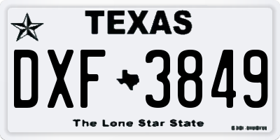 TX license plate DXF3849