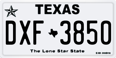 TX license plate DXF3850