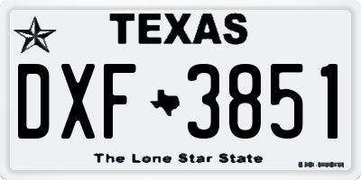 TX license plate DXF3851