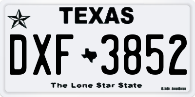 TX license plate DXF3852