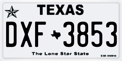 TX license plate DXF3853