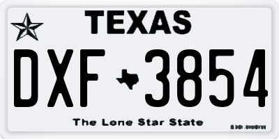 TX license plate DXF3854