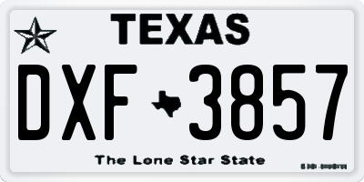 TX license plate DXF3857