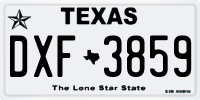 TX license plate DXF3859