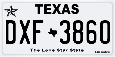 TX license plate DXF3860