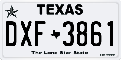 TX license plate DXF3861