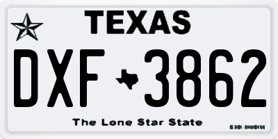 TX license plate DXF3862