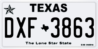 TX license plate DXF3863
