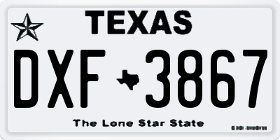 TX license plate DXF3867