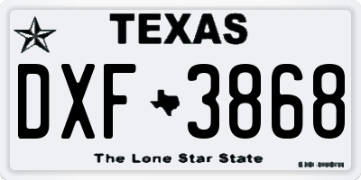 TX license plate DXF3868