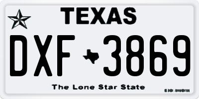 TX license plate DXF3869