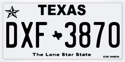TX license plate DXF3870