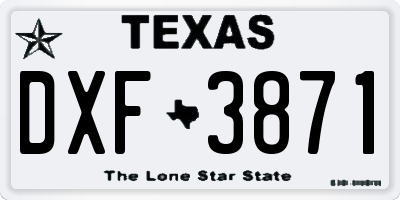 TX license plate DXF3871