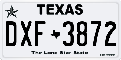 TX license plate DXF3872