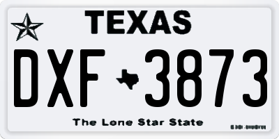 TX license plate DXF3873
