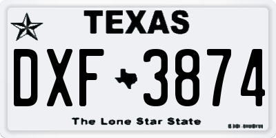 TX license plate DXF3874