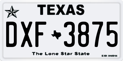 TX license plate DXF3875