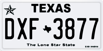 TX license plate DXF3877