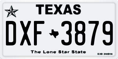 TX license plate DXF3879