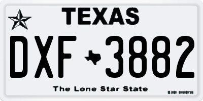 TX license plate DXF3882