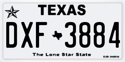 TX license plate DXF3884