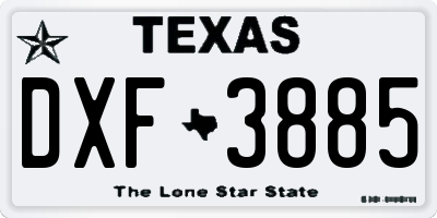 TX license plate DXF3885