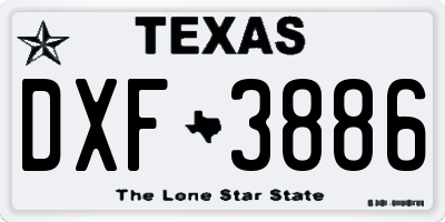 TX license plate DXF3886