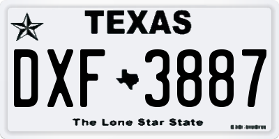 TX license plate DXF3887