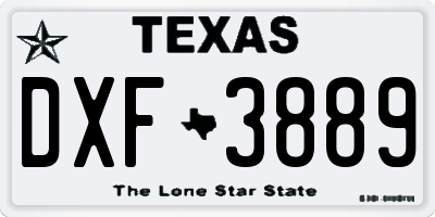 TX license plate DXF3889