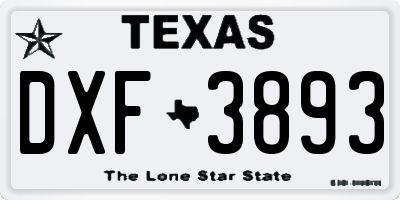 TX license plate DXF3893