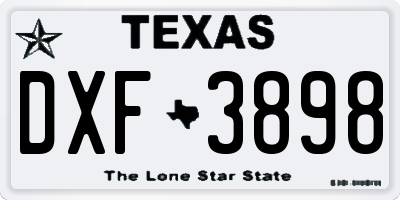TX license plate DXF3898