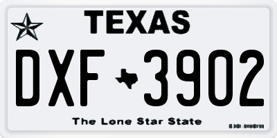 TX license plate DXF3902