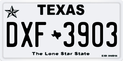 TX license plate DXF3903
